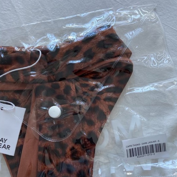 NWT - Capri Thong Dark Jaguar bikini bottoms - Monday Swimwear cheetah print - Picture 2 of 3